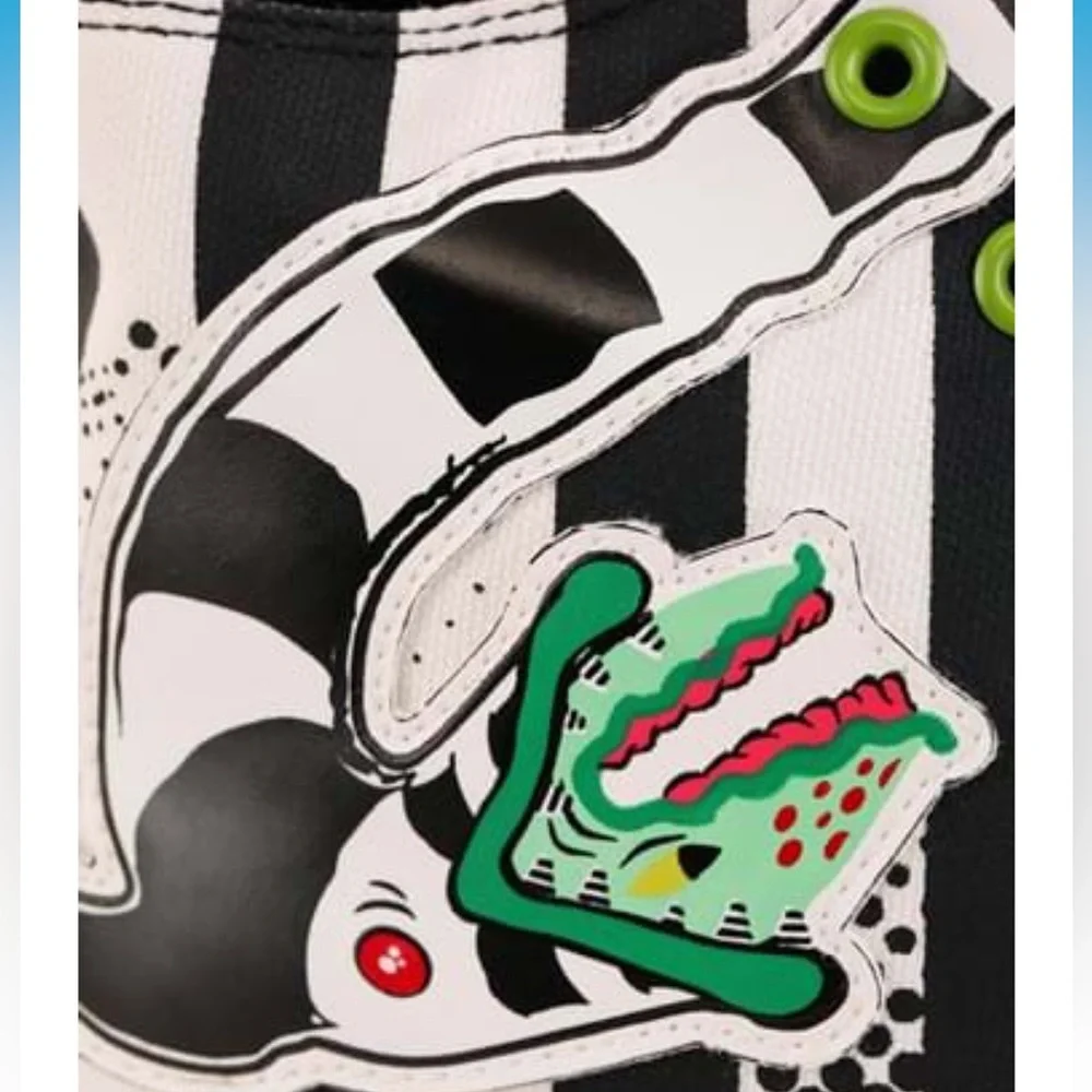 BEETLEJUICE sneakers shoes black and white sandworm striped stripe Tim Burton - Picture 3 of 16